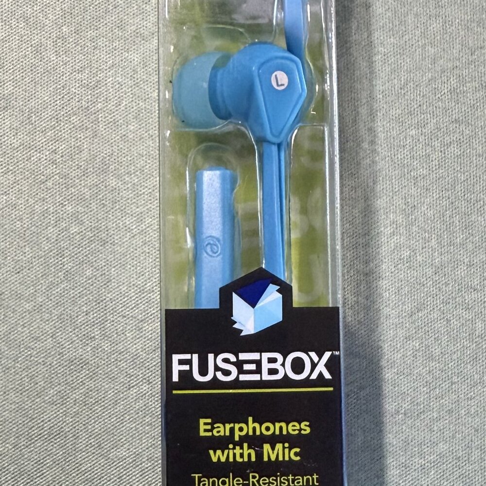 Earphones with Mic and S/M/L Ear Cushions Included Blue New